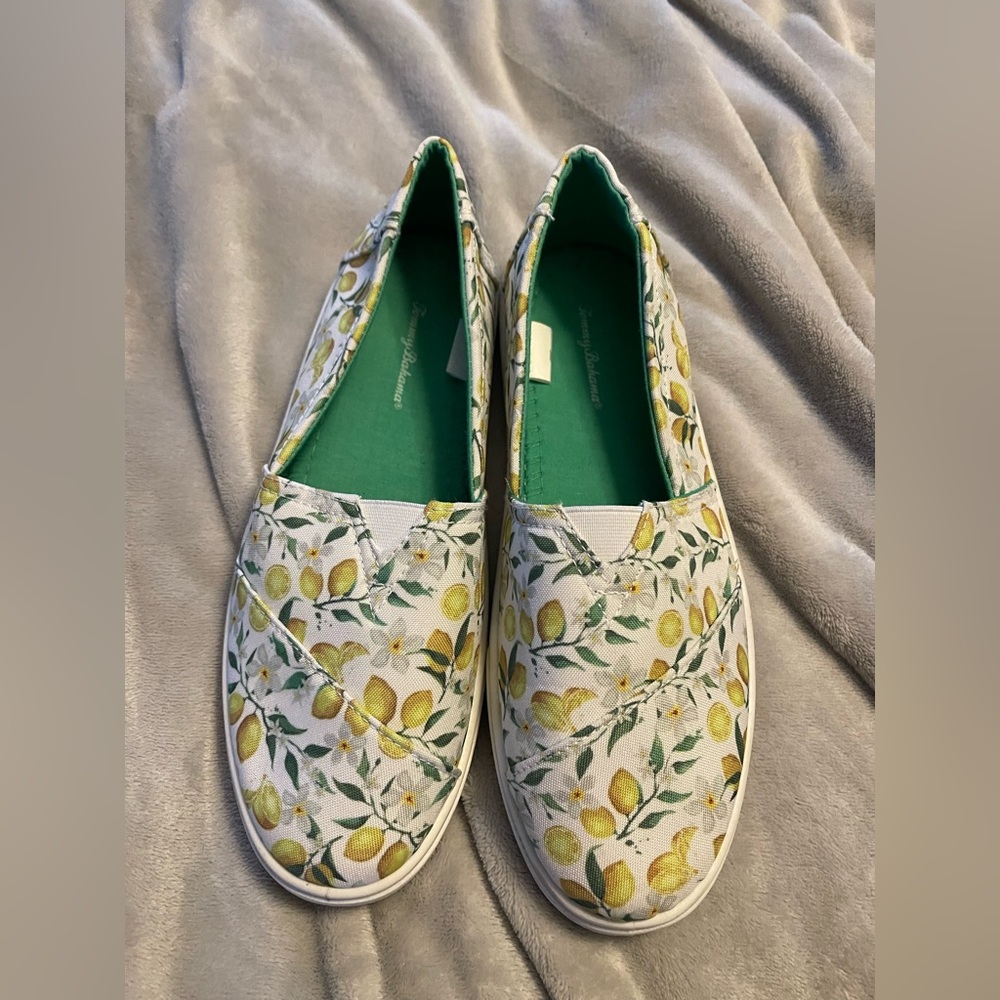 Tommy Bahama Sneakers White Lemon Slip On Flats Shoes Womens Size 8